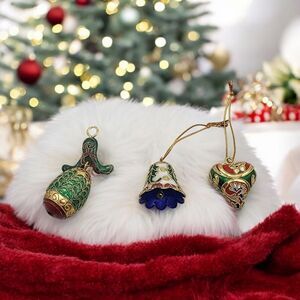 Set of 3 Cloisonne Christmas Ornaments